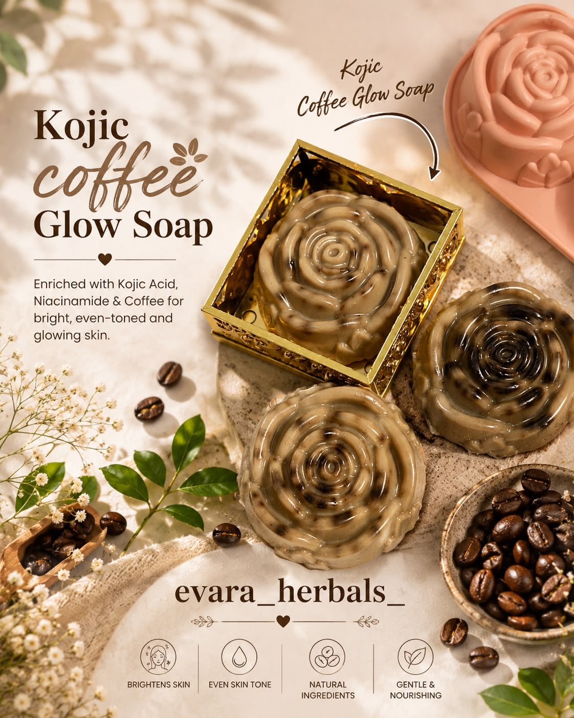 Kojic Coffee Glow Soap for Bright, Even-Toned Skin